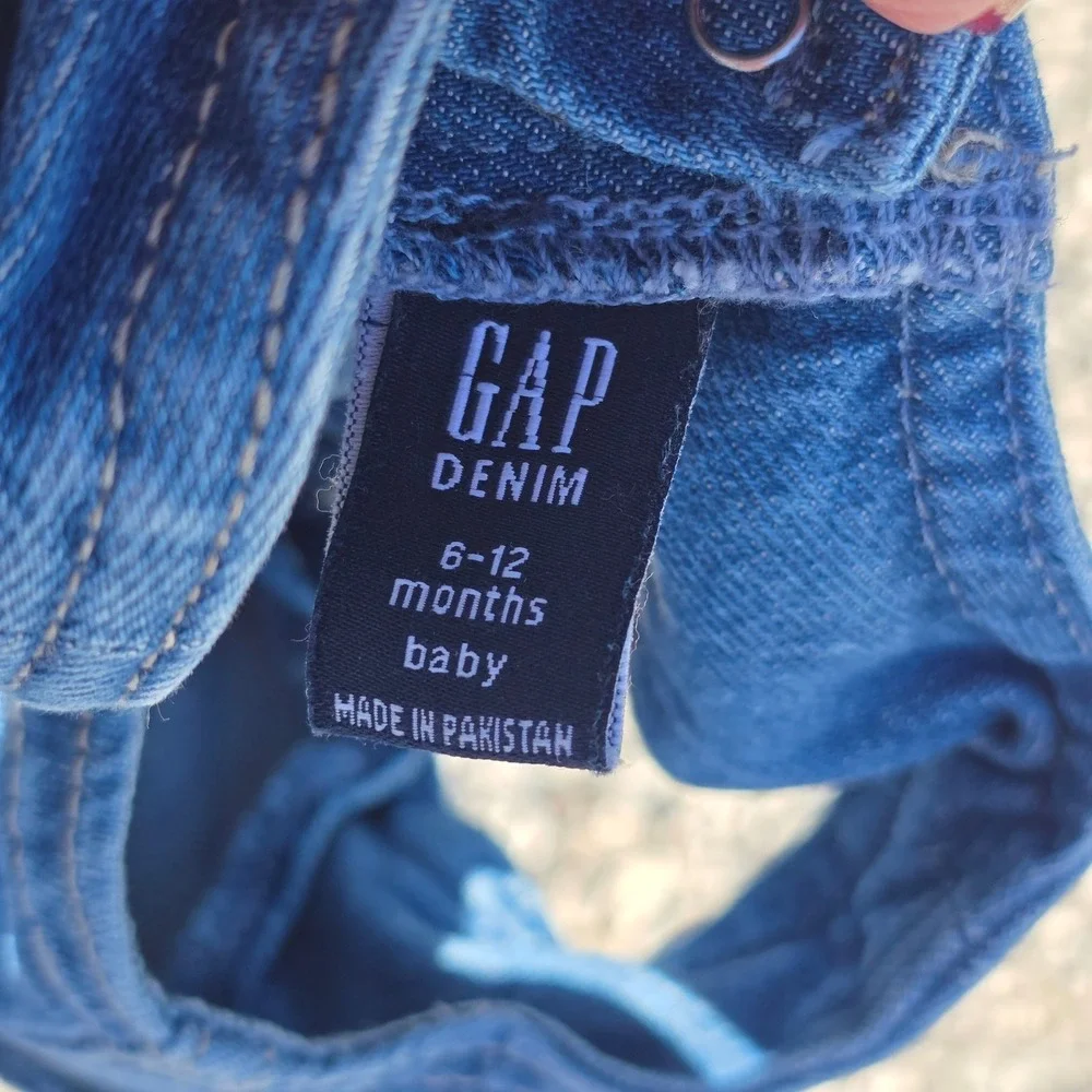 Baby Gap Denim Heart Jumper Dress Blue Medium Wash 6-12 Months Snap Back